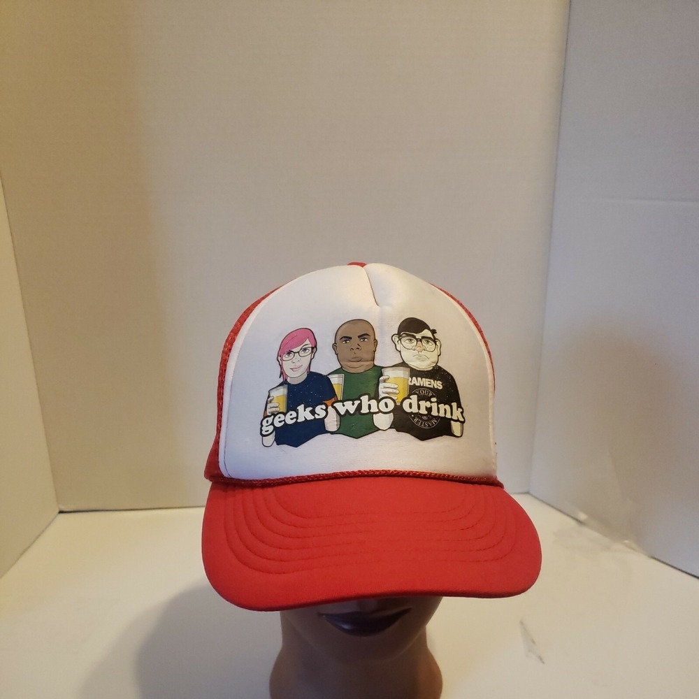 Cap Geeks‎ Who Drink Red/White Mesh Trucker Adjustable Unisex  Snapback Hat Cap